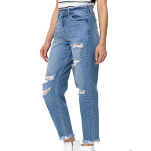 CELLO LOS ANGELES JEANS Hannah High-Rise Frayed Hem Mom Jean Size 11